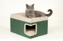 Kedi Köpek Evi Yataklı Mdf Tek Parça – Montajsız ve Pati Dostu Kumaş – 55X37X34 cm