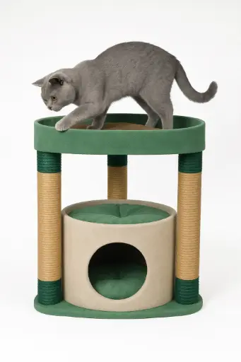 Kedi Tırmalama Tahtası ve Evi – 2 Katlı Dinlenme Alanı, Jut Halatlı, Mdf Gövde, 71 cm